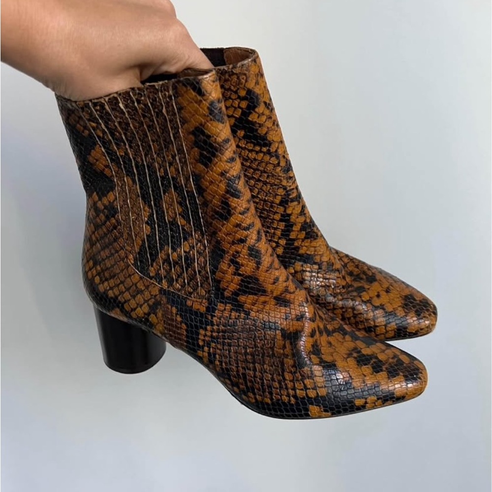 Snakeskin Patterned Ankle Boots